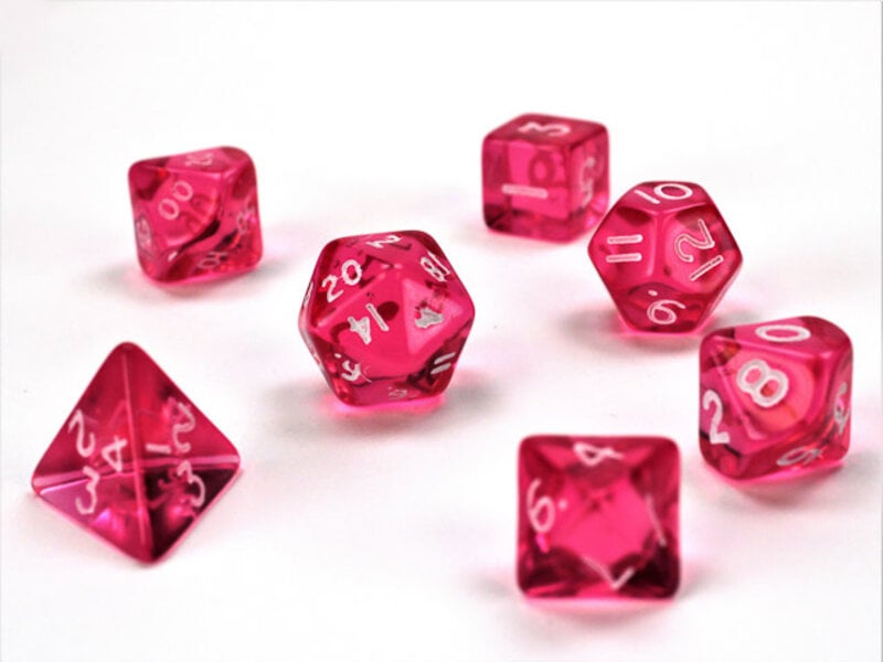 Chessex Translucent Mini-Polyhedral Pink / White 7-Die Set Chessex Dice (CHX23064)
