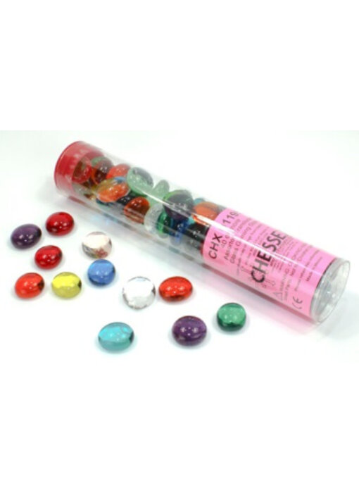 Glass Stones Translucent Mixed Colors Qty 40 Tube Chessex (CHX01195)