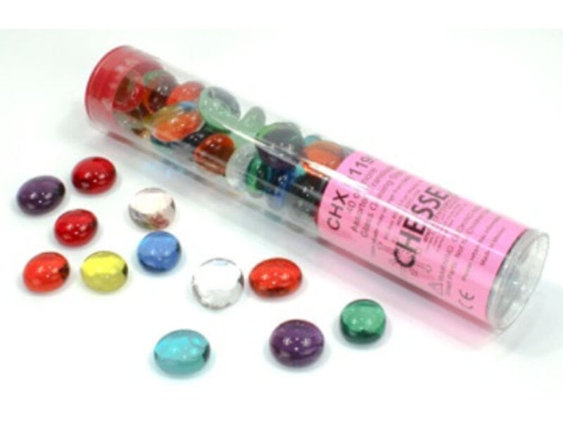 Chessex Glass Stones Translucent Mixed Colors Qty 40 Tube Chessex (CHX01195)