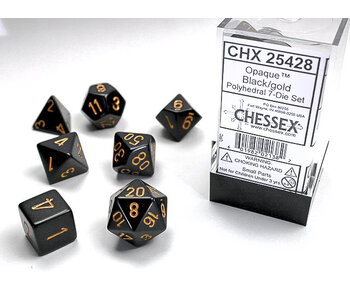 Opaque 7-Die Set Black / Gold Chessex Dice (CHX25428)