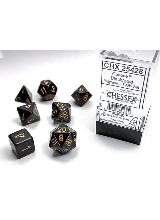 Opaque 7-Die Set Black / Gold Chessex Dice (CHX25428)