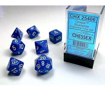 Opaque 7-Die Set Blue / White Chessex Dice (CHX25406)