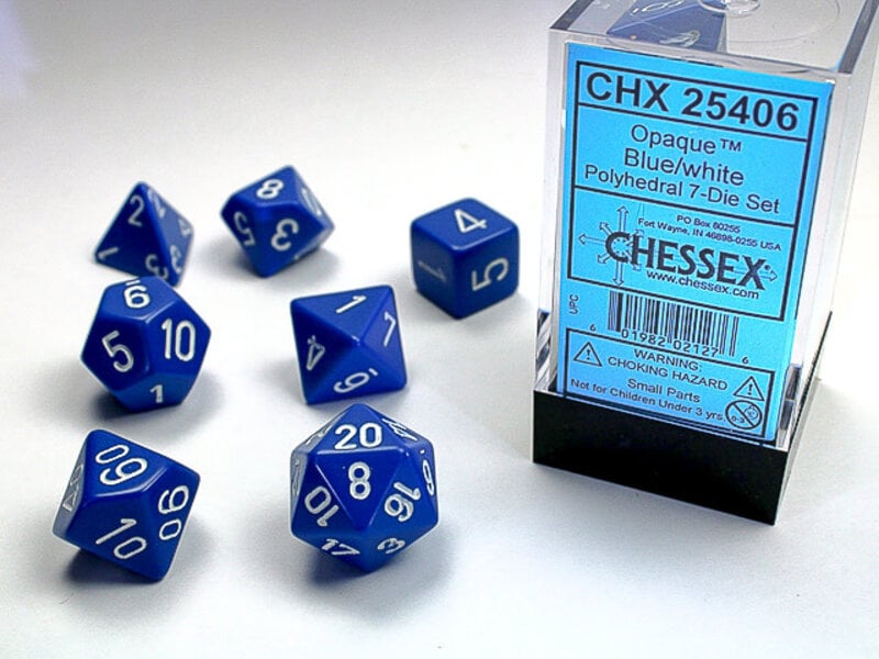 Chessex Opaque 7-Die Set Blue / White Chessex Dice (CHX25406)
