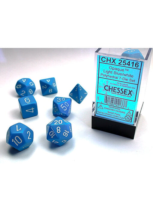 Opaque 7-Die Set Light Blue / White Chessex Dice (CHX25416)