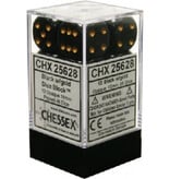 Chessex Opaque 12 * D6 Black / Gold 16mm Chessex Dice (CHX25628)