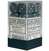 Chessex Opaque 12 * D6 Dark Grey / Copper 16mm Chessex Dice (CHX25620)