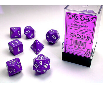 Opaque 7-Die Set Purple / White Chessex Dice (CHX25407)