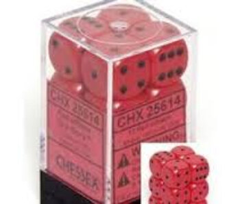 Opaque 12 * D6 Red / Black 16mm Chessex Dice (CHX25614)