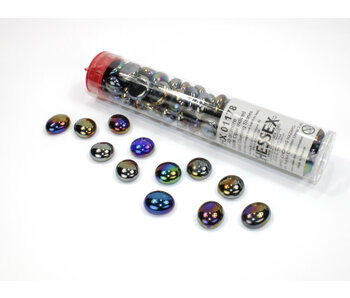 Glass Stones Black Opal Iridized Qty 40 5.5 inches Tube Chessex (CHX01178)