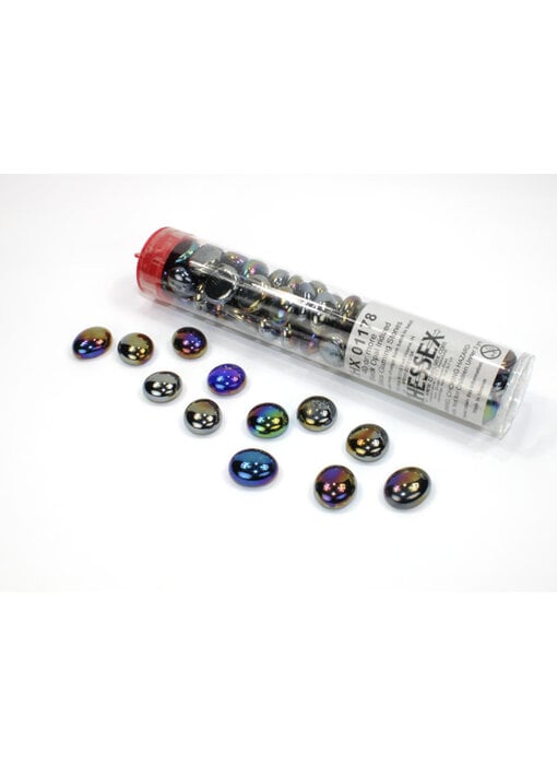 Glass Stones Black Opal Iridized Qty 40 5.5 inches Tube Chessex (CHX01178)