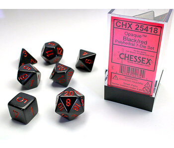 Opaque 7-Die Set Black / Red Chessex Dice (CHX25418)