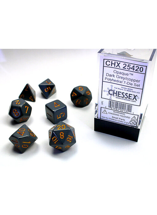 Opaque 7-Die Set Dark Grey / Copper Chessex Dice (CHX25420)