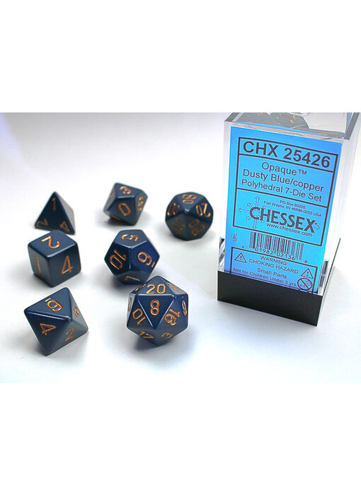 Opaque 7-Die Set Dusty Blue / Copper Chessex Dice (CHX25426)