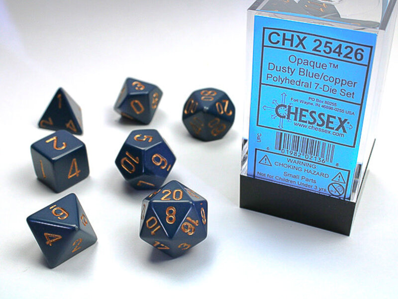 Chessex Opaque 7-Die Set Dusty Blue / Copper Chessex Dice (CHX25426)
