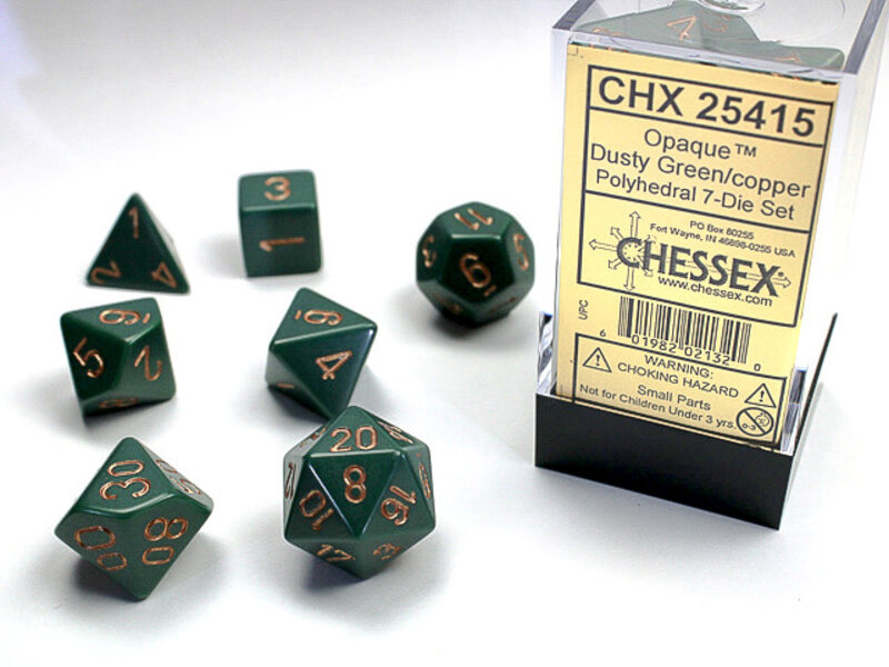 Chessex Opaque 7-Die Set Dusty Green / Copper Chessex Dice (CHX25415)
