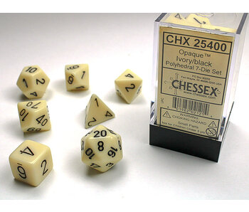 Opaque 7-Die Set Ivory / Black Chessex Dice (CHX25400)