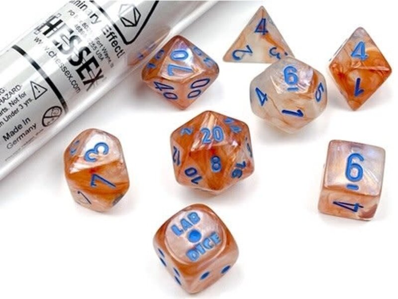 Chessex Borealis 7-Die Set Rose Gold / Light Blue Chessex Dice (CHX30045)