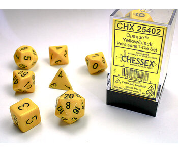 Opaque 7-Die Set Yellow / Black Chessex Dice (CHX25402)