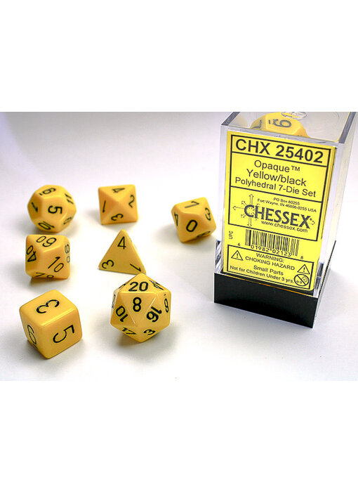 Opaque 7-Die Set Yellow / Black Chessex Dice (CHX25402)