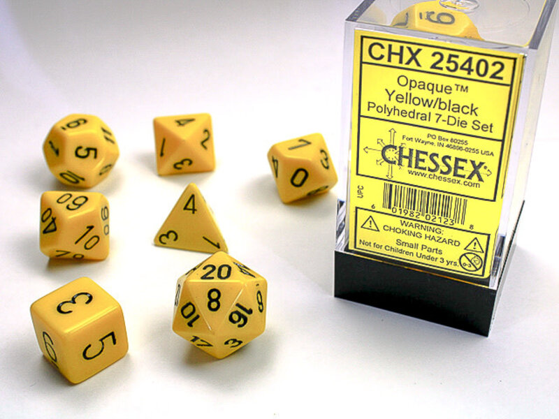 Chessex Opaque 7-Die Set Yellow / Black Chessex Dice (CHX25402)