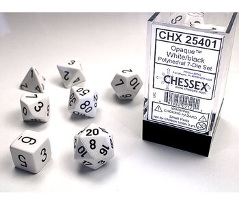 Opaque 7-Die Set White / Black Chessex Dice (CHX25401)