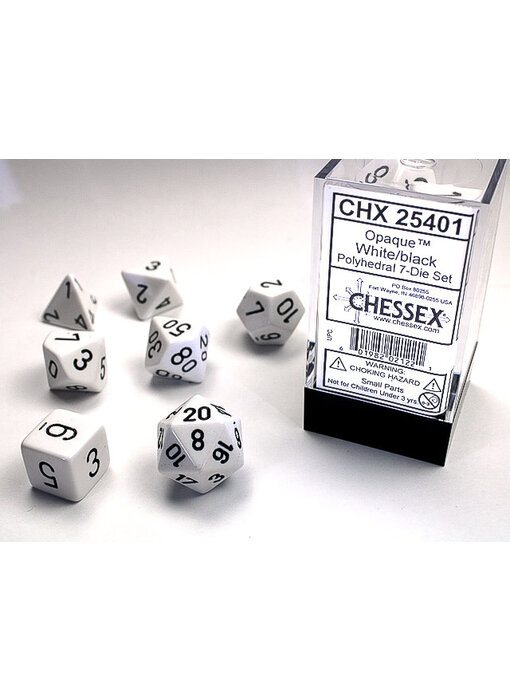 Opaque 7-Die Set White / Black Chessex Dice (CHX25401)