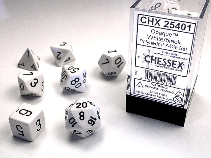 Chessex Opaque 7-Die Set White / Black Chessex Dice (CHX25401)