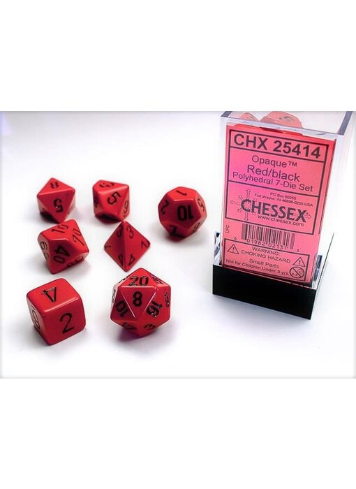 Opaque 7-Die Set Red / Black Chessex Dice (CHX25414)