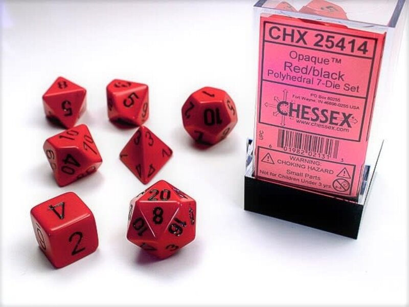 Chessex Opaque 7-Die Set Red / Black Chessex Dice (CHX25414)