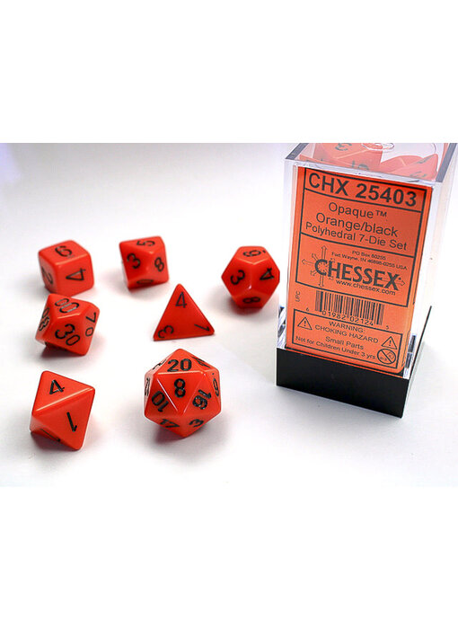 Opaque 7-Die Set Orange / Black Chessex Dice (CHX25403)