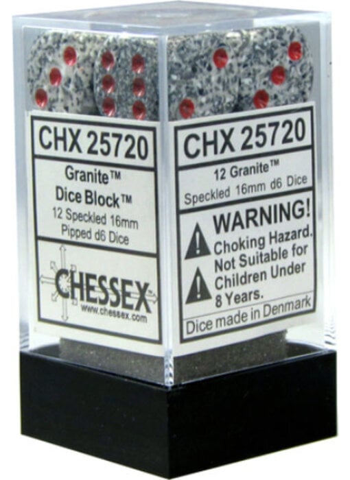 Speckled 12 * D6 Granite 16mm Chessex Dice (CHX25720)