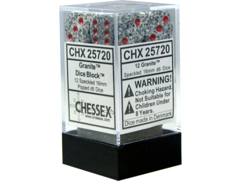 Chessex Speckled 12 * D6 Granite 16mm Chessex Dice (CHX25720)