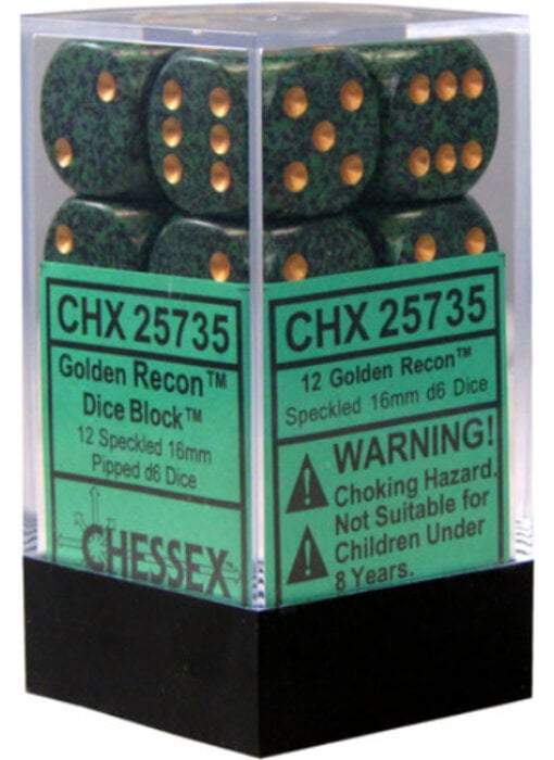 Speckled 12 * D6 Golden Recon 16mm Chessex Dice (CHX25735)