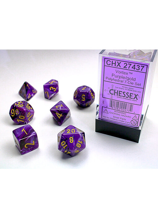 Vortex 7-Die Set Purple / Gold Chessex Dice (CHX27437)