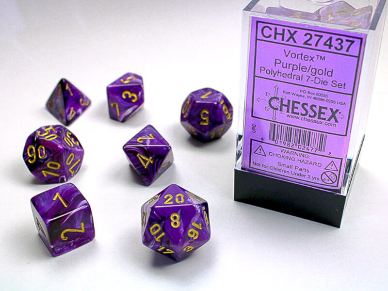 Chessex Vortex 7-Die Set Purple / Gold Chessex Dice (CHX27437)