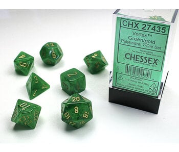 Vortex 7-Die Set Green / Gold Chessex Dice (CHX27435)