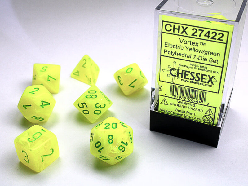 Chessex Vortex 7-Die Set Electric Yellow / Green Chessex Dice (CHX27422)