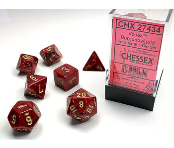 Vortex 7-Die Set Burgundy / Gold Chessex Dice (CHX27434)