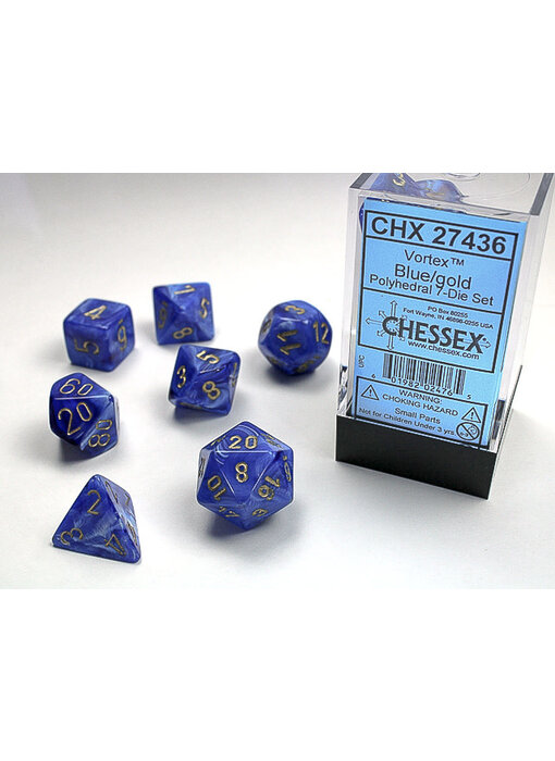 Vortex 7-Die Set Blue / Gold Chessex Dice (CHX27436)