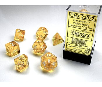 Translucent 7-Die Set Yellow W / White Chessex Dice (CHX23072)