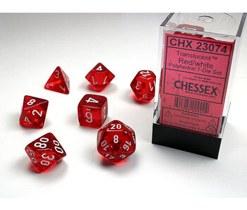 Translucent 7-Die Set Red / White - New Version Chessex Dice (CHX23074)