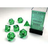 Chessex Translucent 7-Die Set Green / White - New Version Chessex Dice (CHX23075)