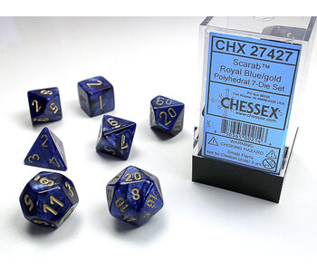 Scarab 7-Die Set Royal Blue / Gold Chessex Dice (CHX27427)