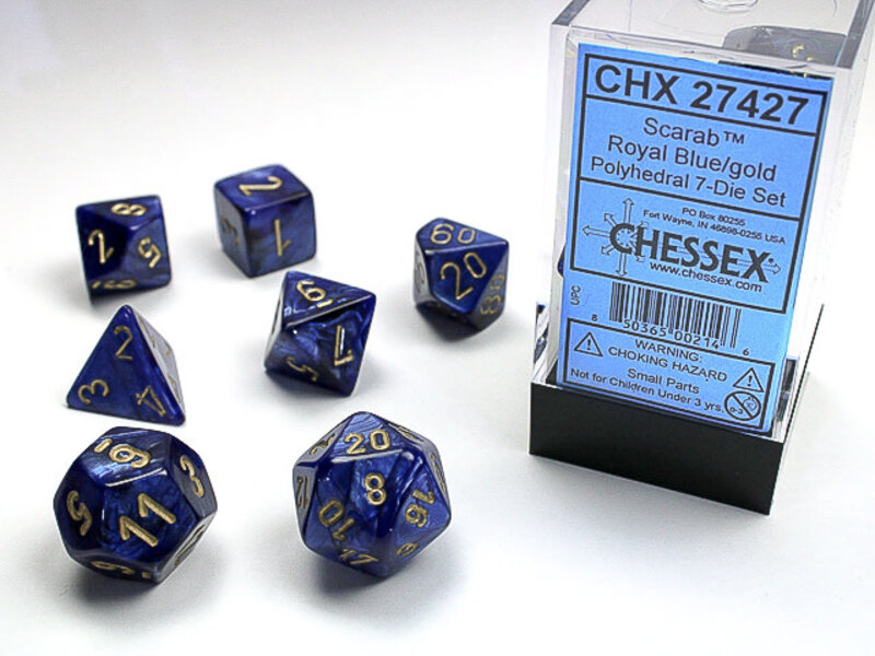 Chessex Scarab 7-Die Set Royal Blue / Gold Chessex Dice (CHX27427)