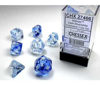 Nebula 7-Die Set Dark Blue / White Chessex Dice (CHX27466)