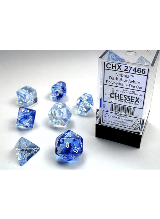 Nebula 7-Die Set Dark Blue / White Chessex Dice (CHX27466)