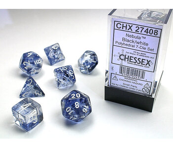 Nebula 7-Die Set Black / White Chessex Dice (CHX27408)