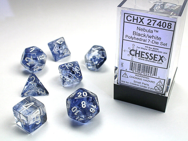 Chessex Nebula 7-Die Set Black / White Chessex Dice (CHX27408)