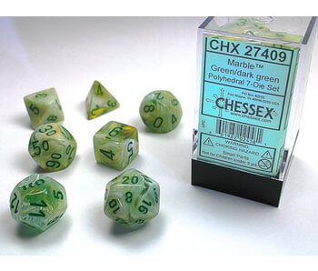 Marble 7-Die Set Green / Dark Green Chessex Dice (CHX27409)