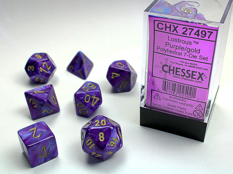 Chessex Lustrous 7-Die Set Purple / Gold Chessex Dice (CHX27497)